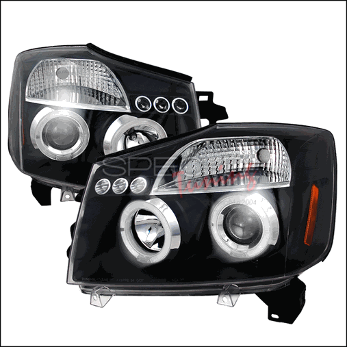 Halo LED Projector Headlights for 04 to 07 Nissan Titan, 18 x 16 x 22 in. - Black