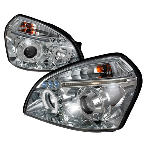2LHP-TUC04-TM Halo LED Projector Headlights for 04 to 07 Hyundai Tucson- Chrome - 10 x 21 x 27 in -  Spec-D Tuning