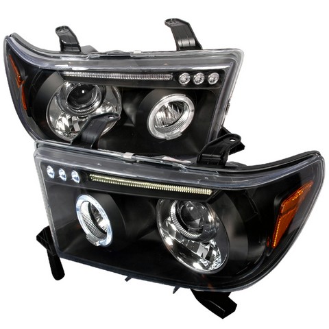 Halo LED Projector Headlights for 07 to 11 Toyota Tundra- Black - 10 x 25 x 25 in.