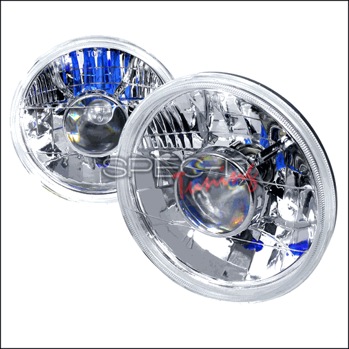 LHP-7RND 7 in. Projector Headlights Round with H4 Bulb for All, Chrome - 10 x 10 x 12 in.
