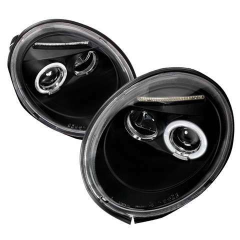 Halo LED Projector Headlights for 98 to 05 Volkswagen Beetle, Black - 10 x 19 x 22 in.