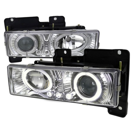 Halo Projector Headlights with LED for 88 to 98 Chevrolet C10- Chrome - 11 x 15 x 16 in.