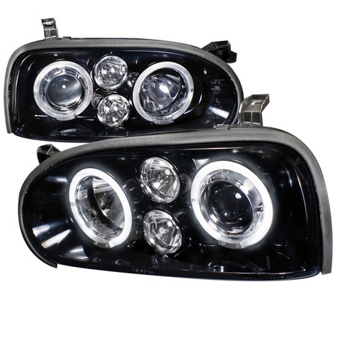 LHP-GLF92G-TM Halo Projector Headlight Gloss Black Housing with Smoke for 93 to 98 Volkswagen Golf, 11 x 19 x 22 in.