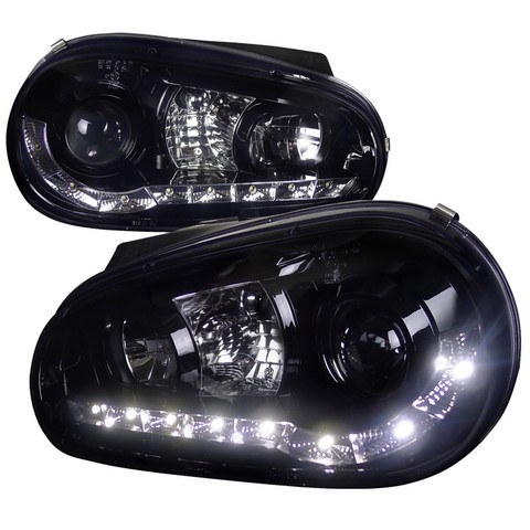 LHP-GLF99G-8-TM R8 Style Smoke Gloss Black Housing Projector Headlights for 99 to 05 Volkswagen Golf, 10 x 20 x 21 in.