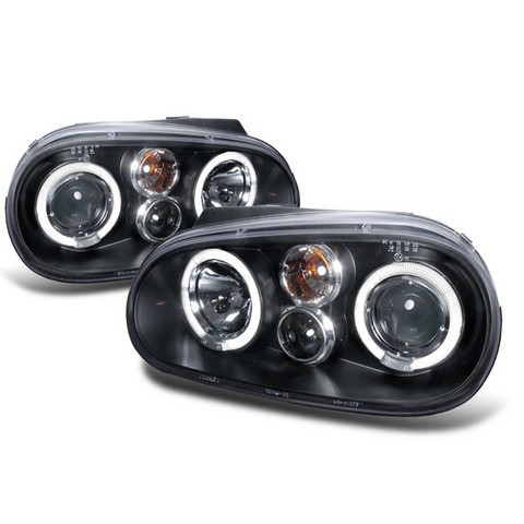 Halo LED Projector Headlights for 99 to 05 Volkswagen Golf- Black - 10 x 19 x 22 in.