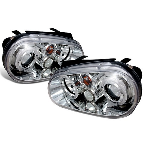 LHP-GLF99-TM Halo LED Projector Headlights for 99 to 05 Volkswagen Golf- Chrome - 10 x 19 x 22 in.