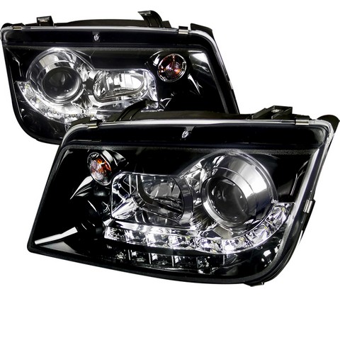LHP-JET99G-8-TM R8 Style Smoke Gloss Black Housing Projector Headlights for 99 to 04 Volkswagen Jetta- 11 x 19 x 22 in.