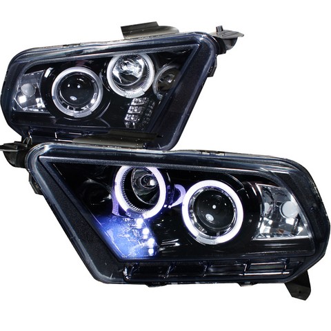 LHP-MST10G-TM Projector Headlight Gloss Black Housing Smoke Halogen Model for 10 to Up Ford Mustang, 10 x 19 x 22 in.