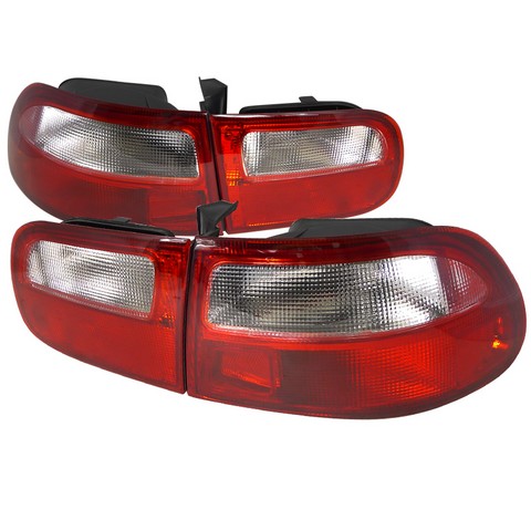 3 Door Tail Lights for 92 to 95 Honda Civic, Red & Clear - 9 x 12 x 21 in.