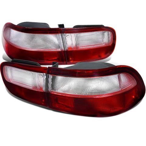 Civic Coupe & Sedan Tail Lights for 92 to 95 Honda Civic, Red & Clear - 8 x 12 x 21 in.