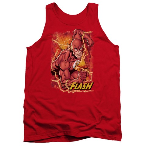 Jla-Flash Lightning Adult Tank Top- Red - 2X