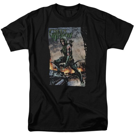 Jla-Fire And Rain Short Sleeve Adult 18-1 Tee, Black - Small