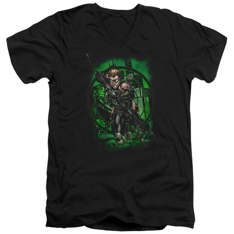 Jla-In My Sight Short Sleeve Adult V-Neck 30-1 Tee- Black - Large