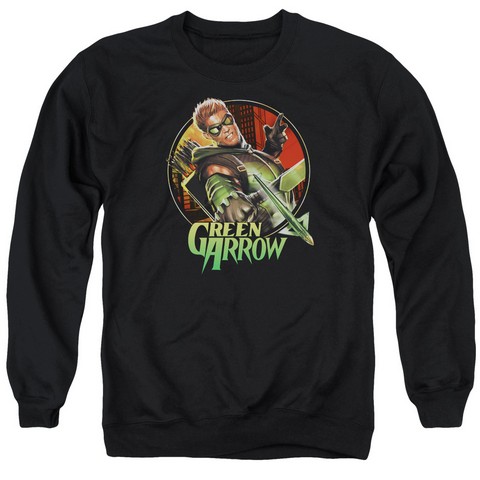 Jla-Sunset Archer Adult Crew Sweat Tee- Black - Small