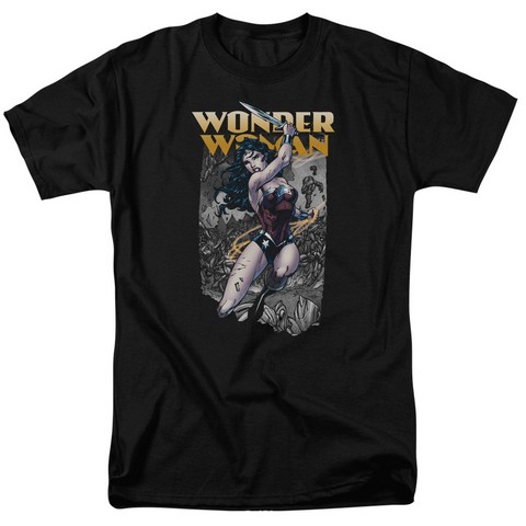 Jla-Wonder Slice Short Sleeve Adult 18-1 Tee- Black - Medium