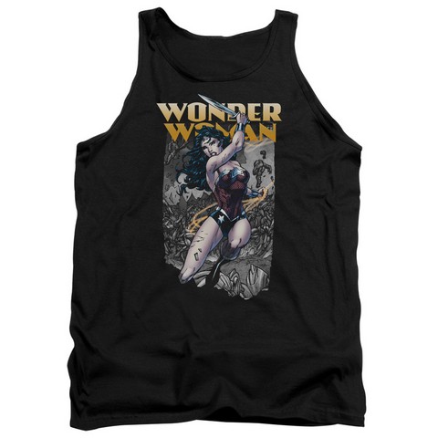 Jla-Wonder Slice Adult Tank Top- Black - Small