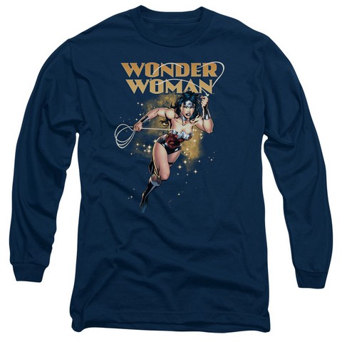 Jla-Star Lasso Long Sleeve Adult 18-1 Tee- Navy - Medium