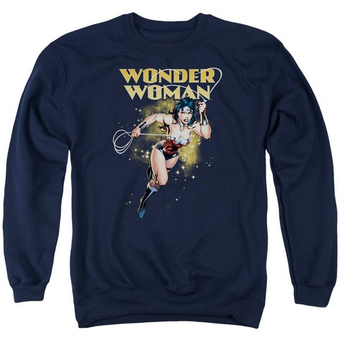 Jla-Star Lasso Adult Crew Sweat Tee- Navy - Medium