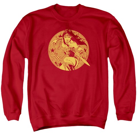 Jla-Young Wonder Adult Crew Sweat Tee- Red - 2X