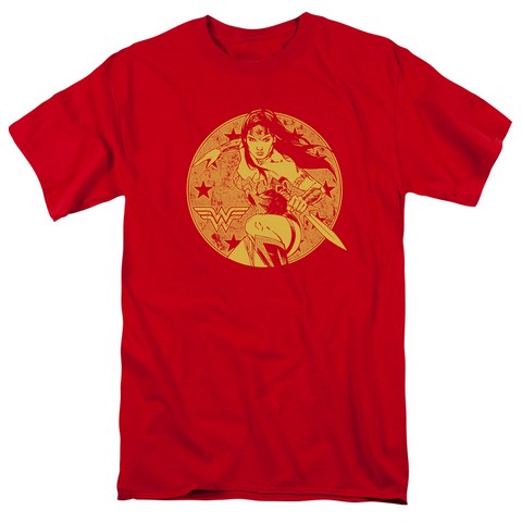 Jla-Young Wonder Short Sleeve Adult 18-1 Tee- Red - Medium