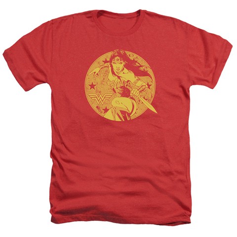 Jla-Young Wonder Adult Heather Tee - Red - Medium