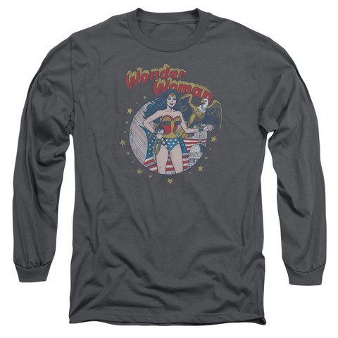 Jla-At Your Service Long Sleeve Adult 18-1 Tee- Charcoal - Medium