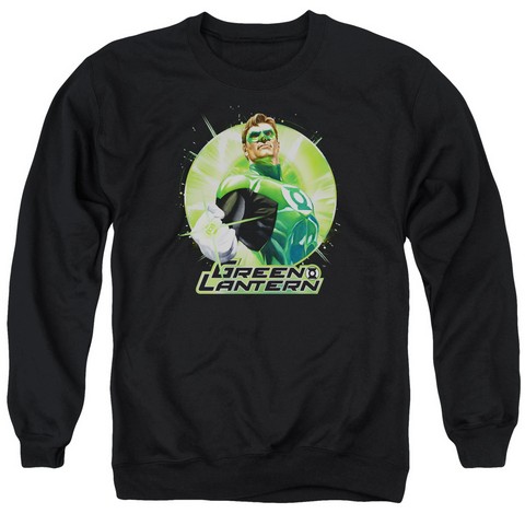Jla-Green Static Adult Crew Sweat Tee- Black - Medium