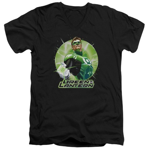 Jla-Green Static Short Sleeve Adult V-Neck 30-1 Tee- Black - Large