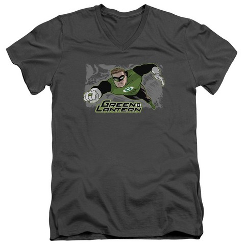 Jla-Space Cop Short Sleeve Adult V-Neck 30-1 Tee- Charcoal - Large