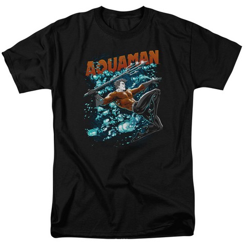 Jla-Aqua Bubbles Short Sleeve Adult 18-1 Tee- Black - Large