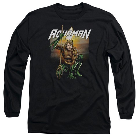 Jla-Beach Sunset Long Sleeve Adult 18-1 Tee- Black - Medium