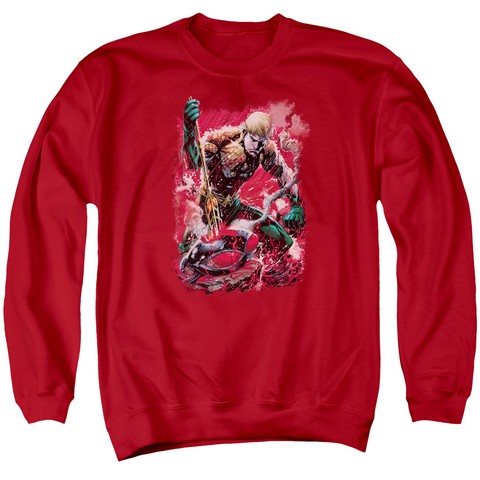 Jla-Finished Adult Crew Sweat Tee - Red - 2X