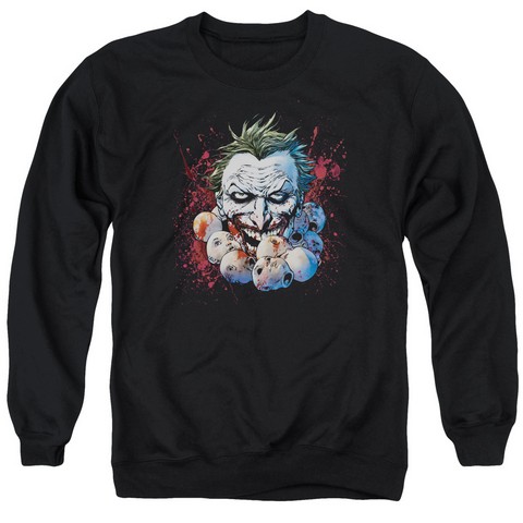 Jla-Doll Heads Adult Crew Sweat Tee- Black - 2X