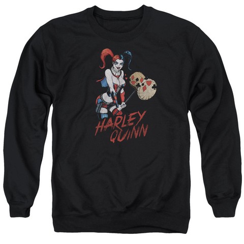 Jla-Harley Hammer Adult Crew Sweat Tee- Black - XL