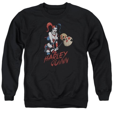 Jla-Harley Hammer Adult Crew Sweat Tee- Black - 2X