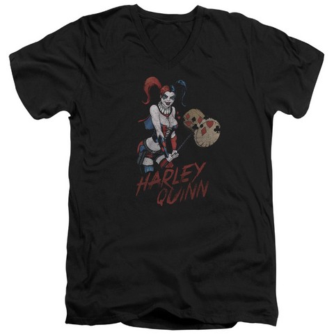 Jla-Harley Hammer Short Sleeve Adult V-Neck 30-1 Tee- Black - Large