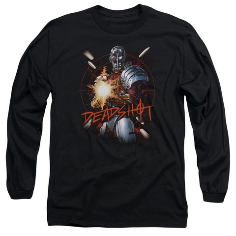 Jla-Deadshot Long Sleeve Adult 18-1 Tee- Black - Medium