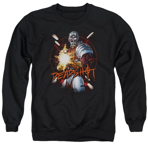 Jla-Deadshot Adult Crew Sweat Tee- Black - Small