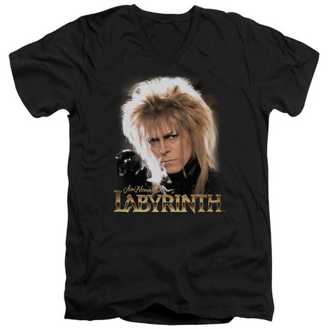 Labyrinth-Jareth Short Sleeve Adult V-Neck 30-1 Tee- Black - Small