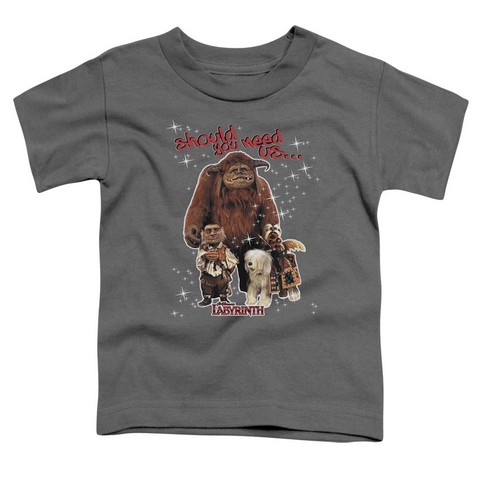 Labyrinth-Should You Need Us Short Sleeve Toddler Tee- Charcoal - Large 4T