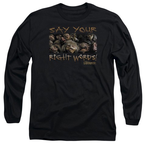 Labyrinth-Say Your Right Words Long Sleeve Adult 18-1 Tee- Black - Medium