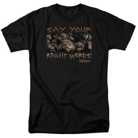 Labyrinth-Say Your Right Words Short Sleeve Adult 18-1 Tee- Black - Medium