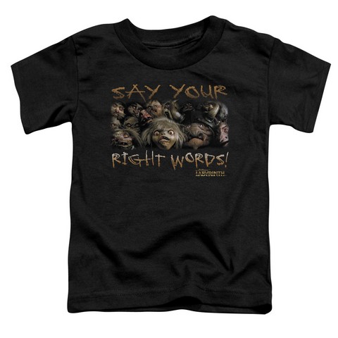Labyrinth-Say Your Right Words Short Sleeve Toddler Tee- Black - Small 2T