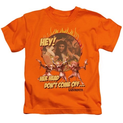Labyrinth-Head Dont Come Off Short Sleeve Juvenile 18-1 Tee- Orange - Medium 5-6