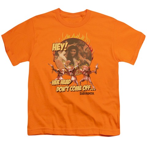 Labyrinth-Head Dont Come Off Short Sleeve Youth 18-1 Tee- Orange - Medium
