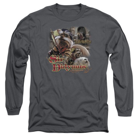 Labyrinth-Sir Didymus Long Sleeve Adult 18-1 Tee- Charcoal - Medium