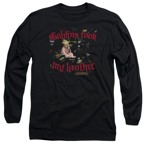 Labyrinth-Goblins Took My Brother Long Sleeve Adult 18-1 Tee- Black - Medium