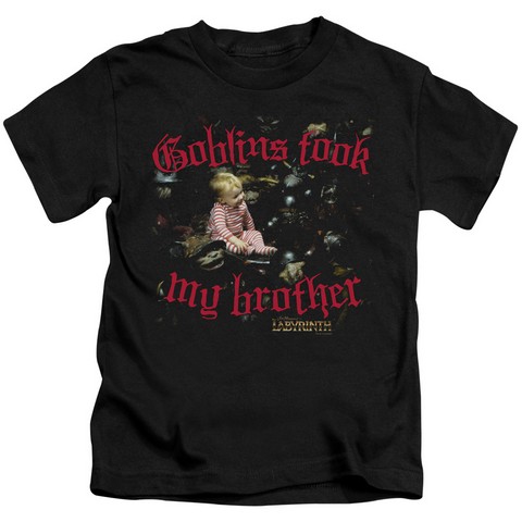 Labyrinth-Goblins Took My Brother Short Sleeve Juvenile 18-1 Tee- Black - Medium 5-6