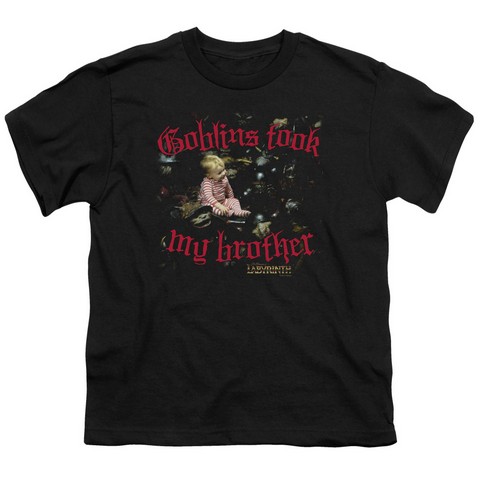 Labyrinth-Goblins Took My Brother Short Sleeve Youth 18-1 Tee- Black - Medium