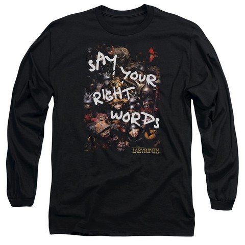 Labyrinth-Right Words Long Sleeve Adult 18-1 Tee- Black - Medium